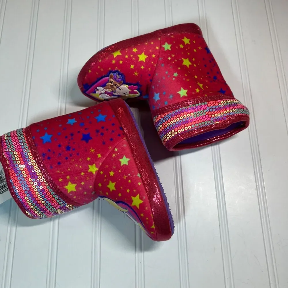 JoJo Siwa Girls Bootie Slippers Size 7/8 Plush Pink High Top NWT